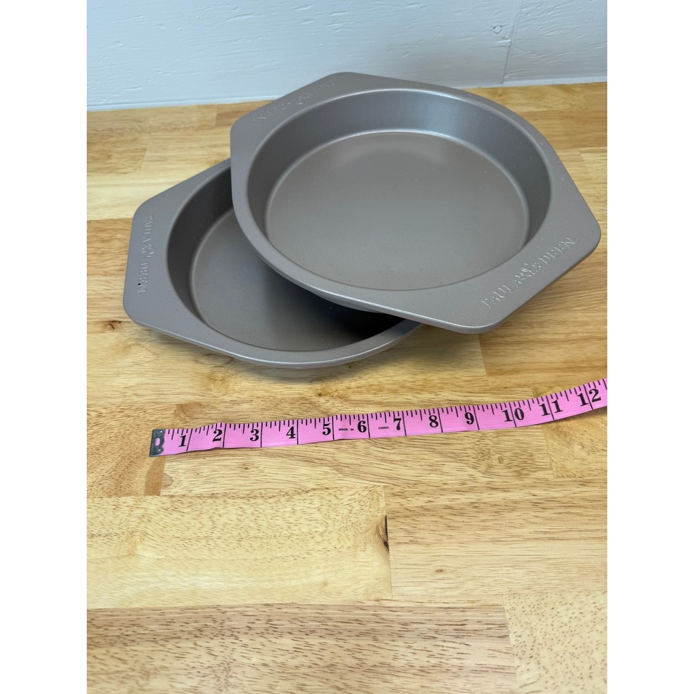 Paula Deen 8 Inch Round Cake Pan Set of 2 Nonstick Steel Baking Pans Gray